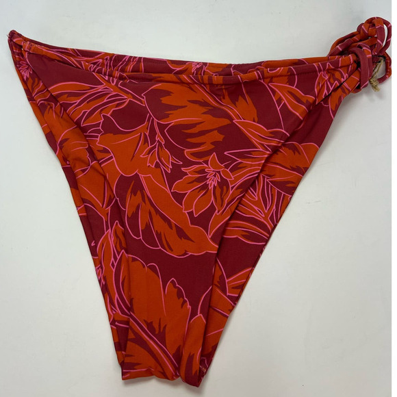 NWT Stone Fox Swim River Bikini Bottom, Adjustable, Side Tie, Red/Pink Floral XL - Picture 4 of 15